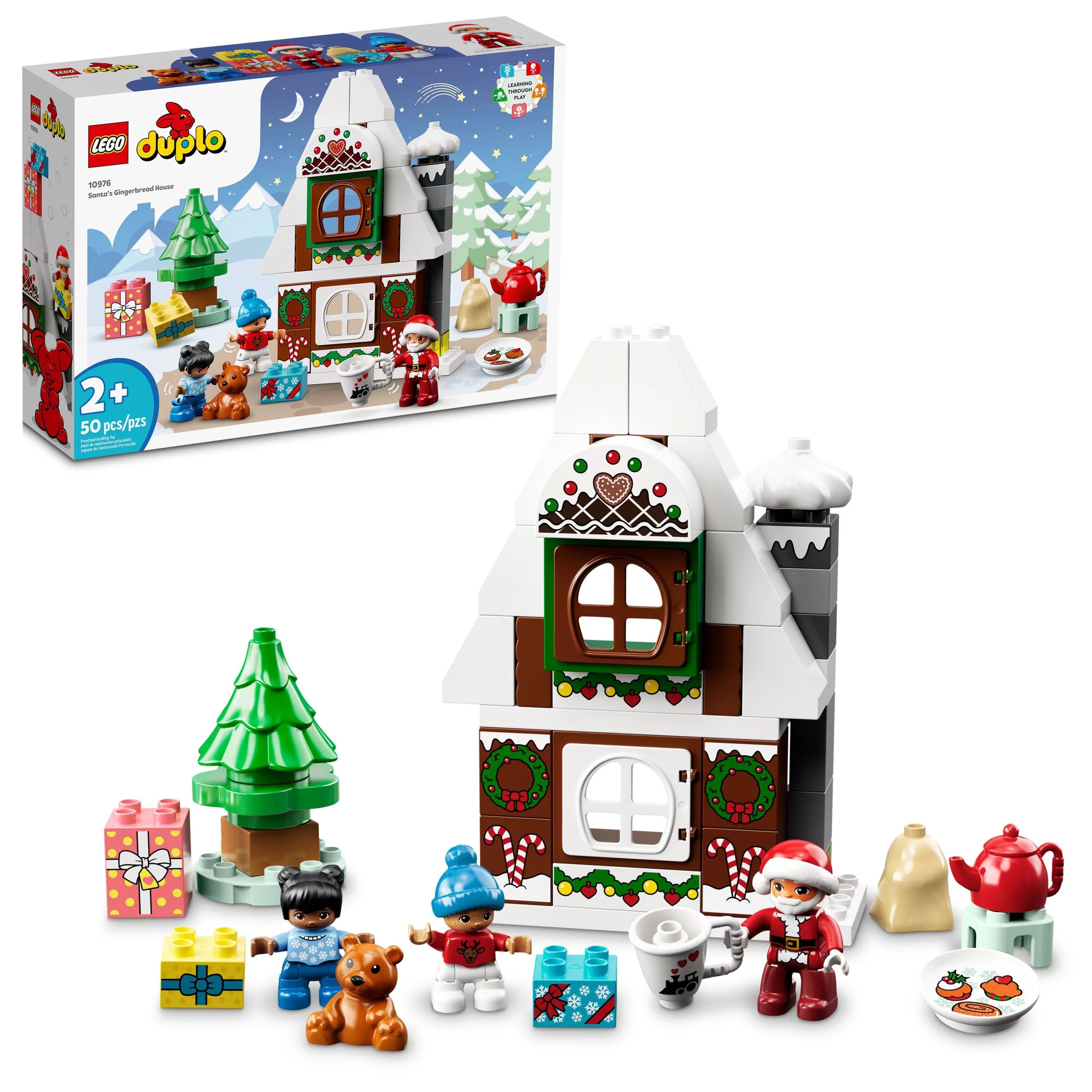 LEGO DUPLO Santa's Gingerbread House 10976 Toy with Santa Claus Figure, Christmas Present, Stocki... | Walmart (US)