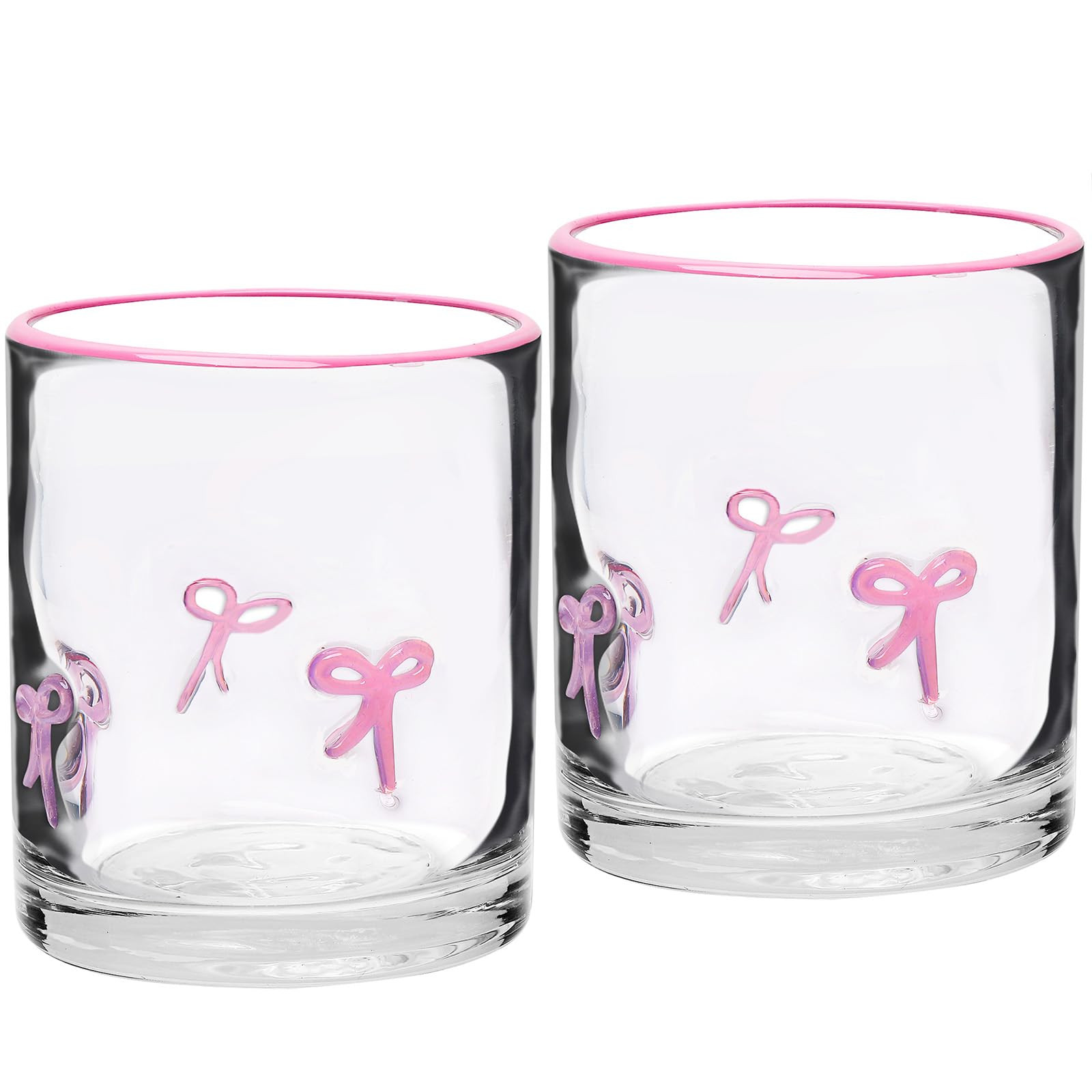 2 Pcs Pink Bow Icon Juice Glass Coquette Bow Aesthetic Anthropologie Cup 14 Oz Double Old Fashion... | Amazon (US)
