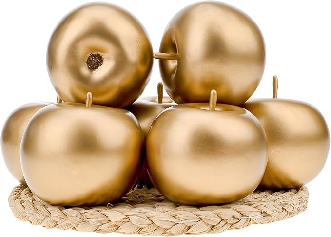 Gresorth 6 PCS Artificial Gold Apple Decorative Fake Apples Fruit Model Home Party Christmas Deco... | Amazon (US)