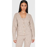 Petite Taupe Rib Knit Oversized Cardigan | PrettyLittleThing US