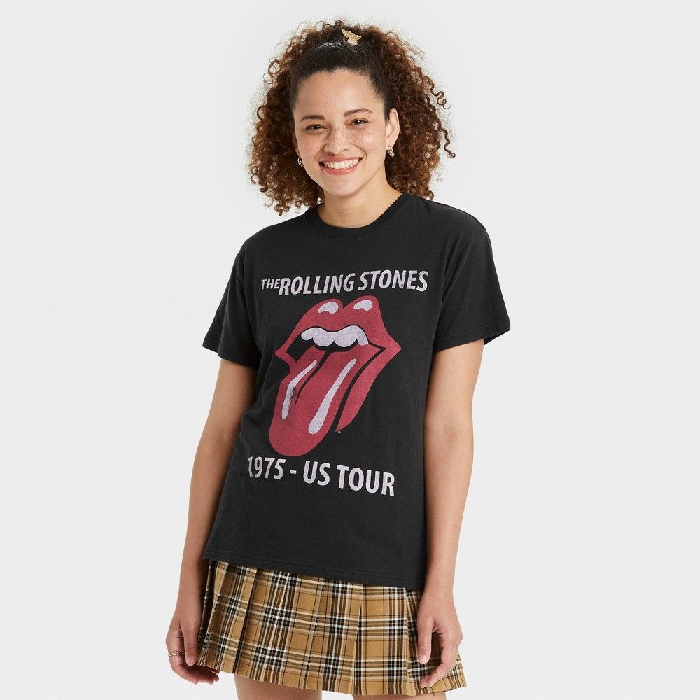 Women's Rolling Stones Short Sleeve Graphic T-Shirt - Black L | Target