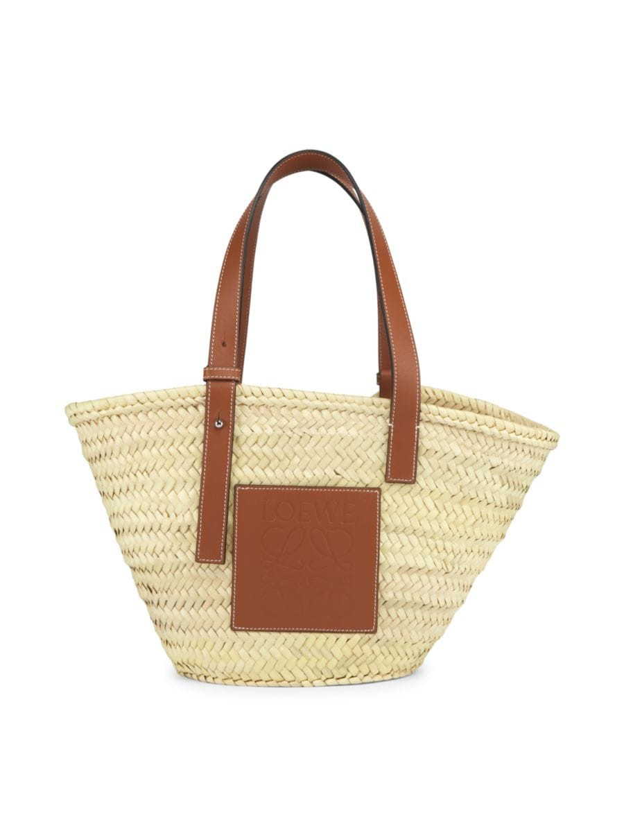 Medium Leather-Trimmed Woven Basket Bag | Saks Fifth Avenue