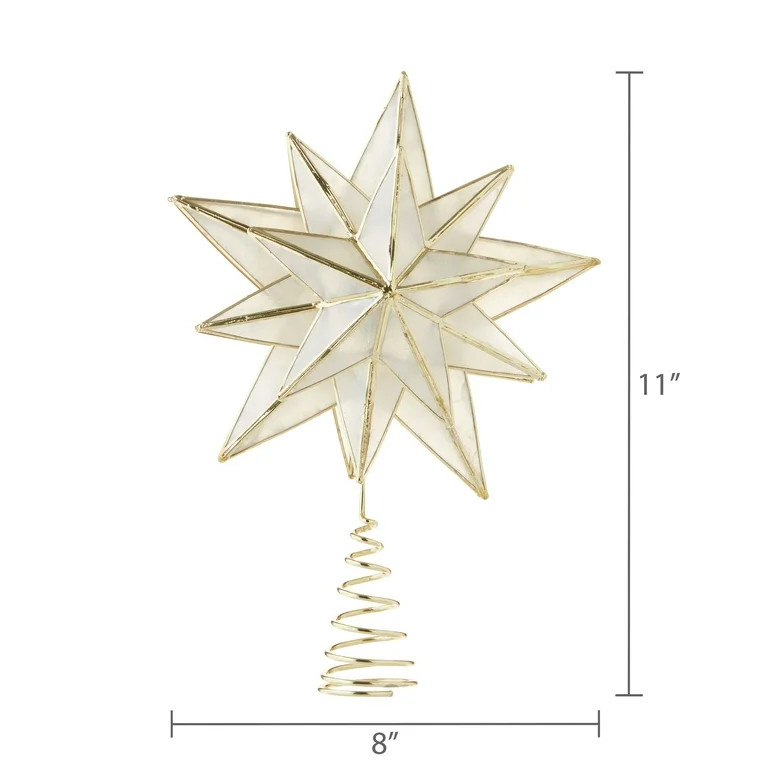 LED Capiz Star Christmas Tree Topper, Gold, [Size], by Holiday Time | Walmart (US)