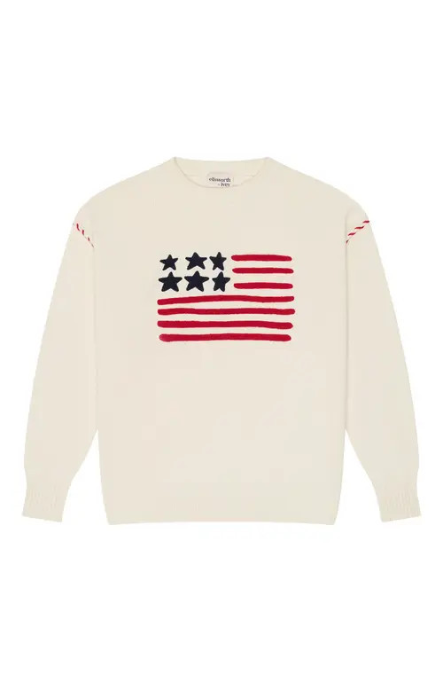 Ellsworth + Ivey Riley Crewneck Sweater - American Flag in Ivory at Nordstrom, Size X-Small | Nordstrom