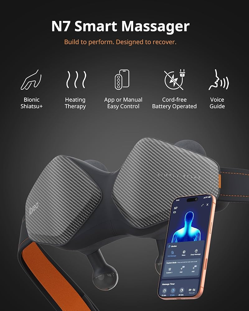 Smart Heated Shiatsu Neck Shoulder Back Massager, App-enabled, 8 Extra-Wide Bionic Heads, 4D Deep... | Amazon (US)