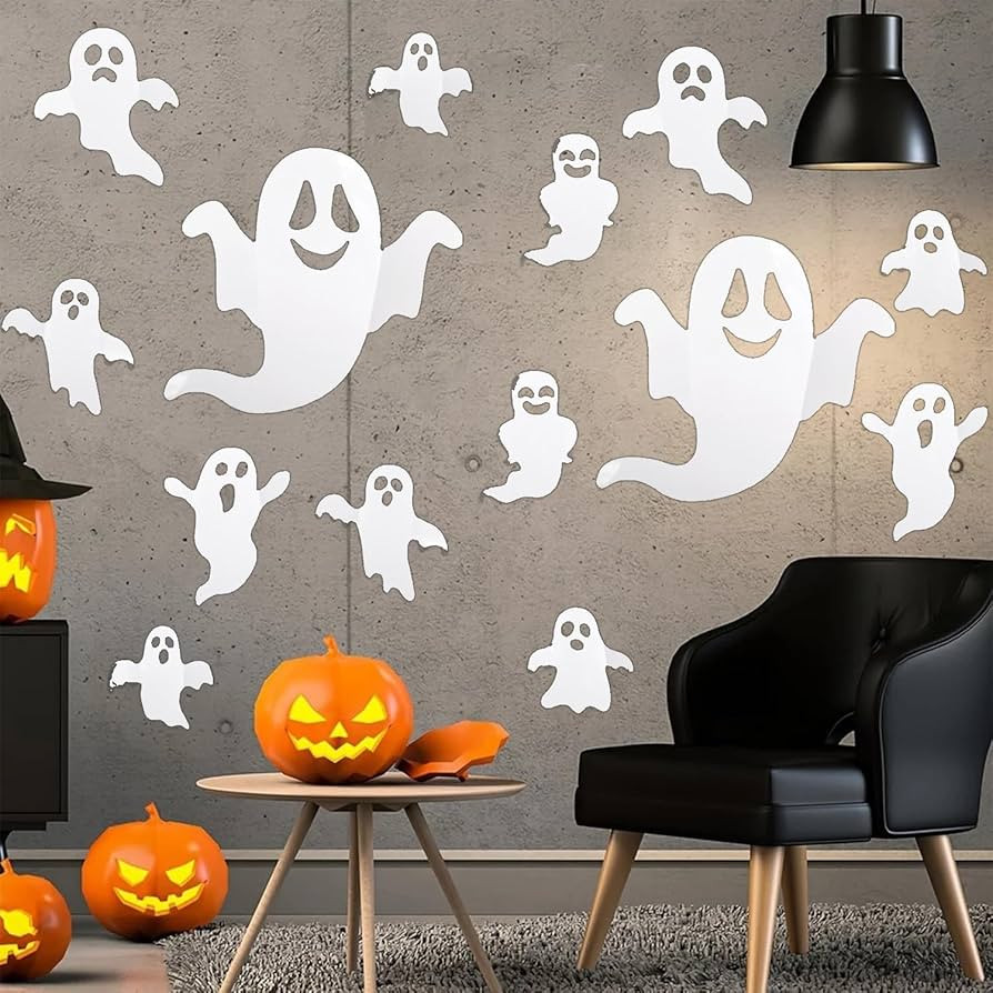 24 Pcs Halloween Ghost Wall Clings Scary White Ghost Wall Stickers for Wall Art Cute Ghost Wall D... | Amazon (US)