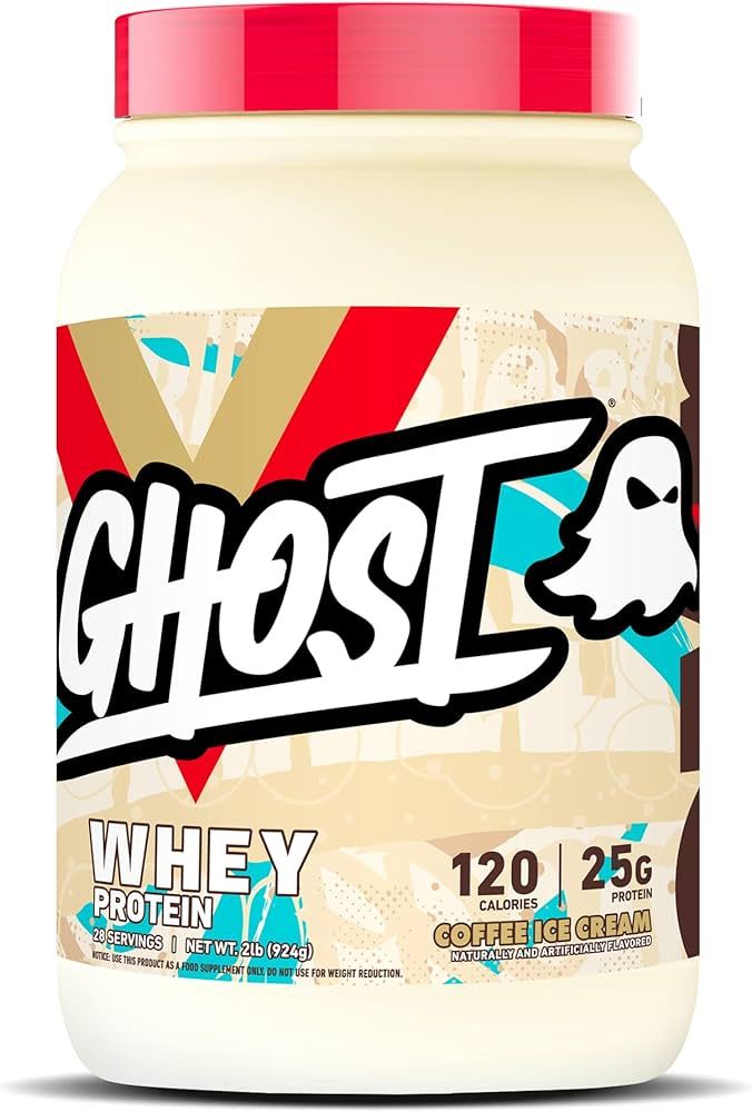 GHOST WHEY Protein Powder, Coffee Ice Cream - 2lb, 25g of Protein - Whey Protein Blend - ­Post W... | Amazon (US)