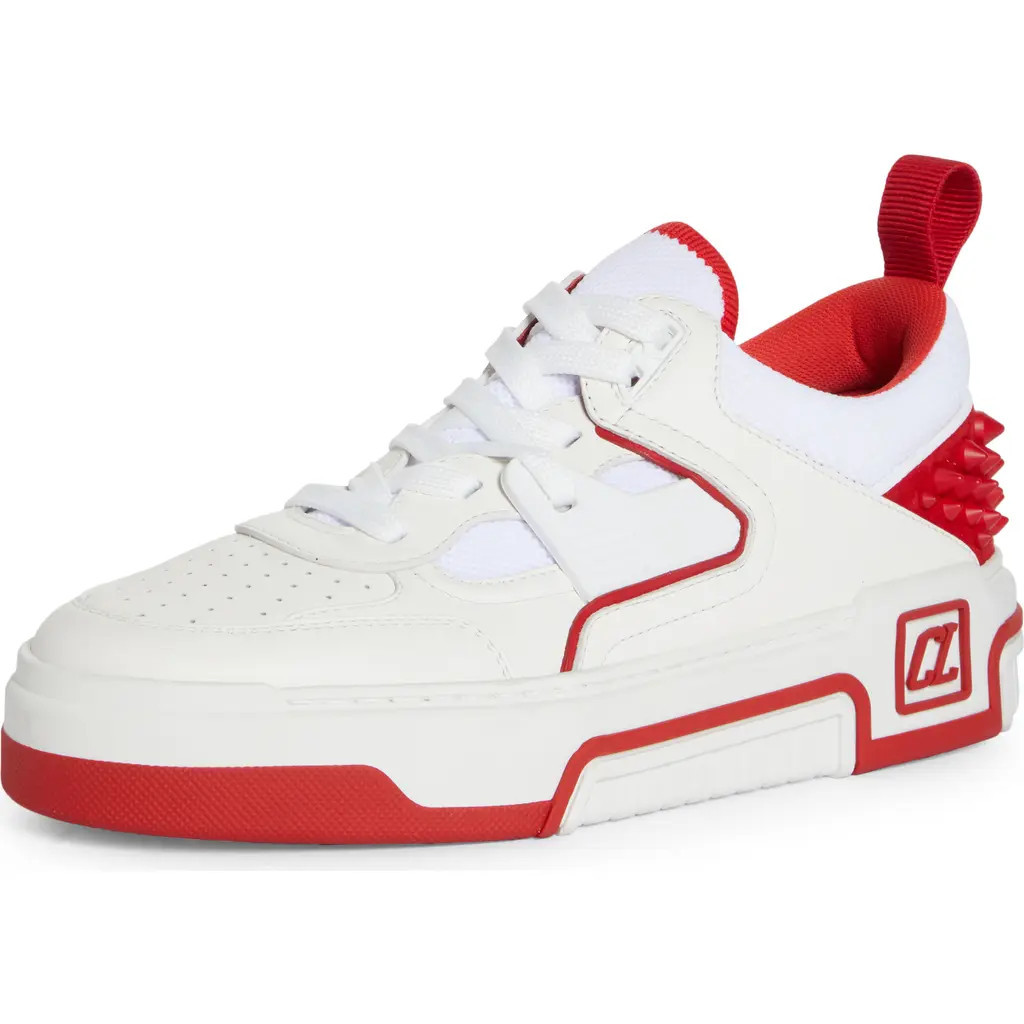 Christian Louboutin Astroloubi Mixed Media Low Top Sneaker in J679 White/Loubi at Nordstrom, Size 11.5Us | Nordstrom