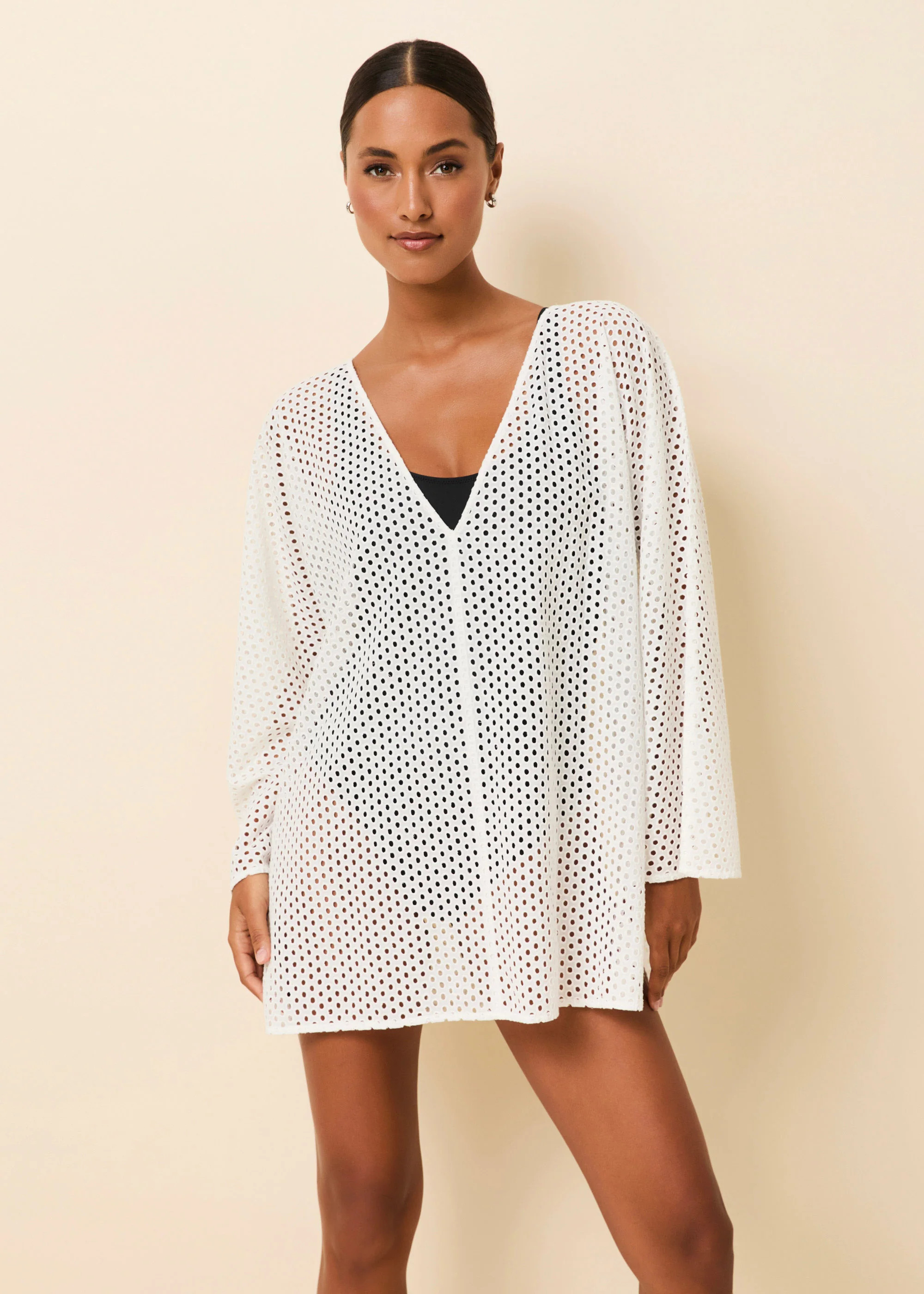 Samara Tunic Baby Eyelet Optic White | Solid & Striped