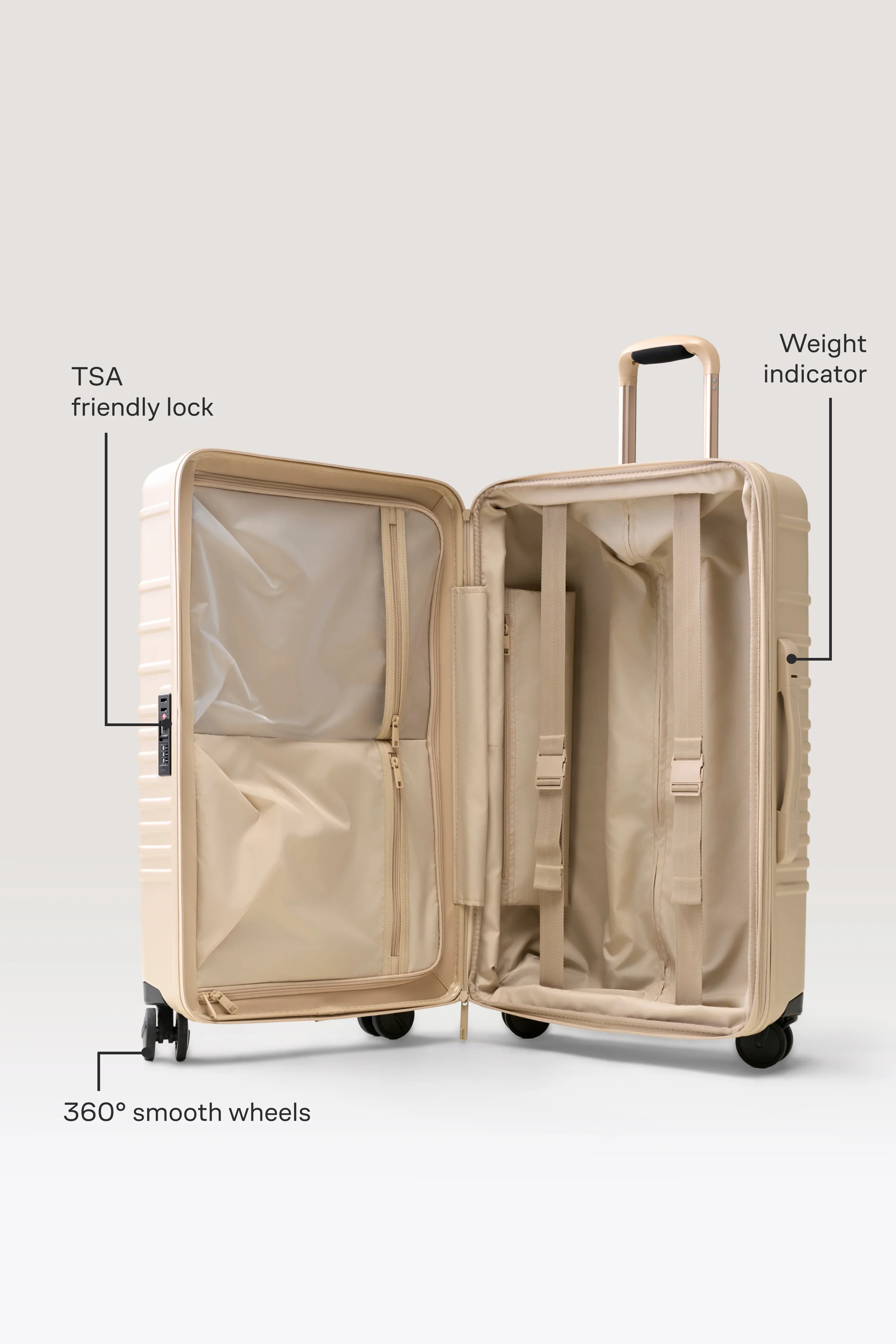 BÉIS 'The Carry-On Roller' in Beige - 21" Carry On Rolling Luggage & Suitcase | BEIS
