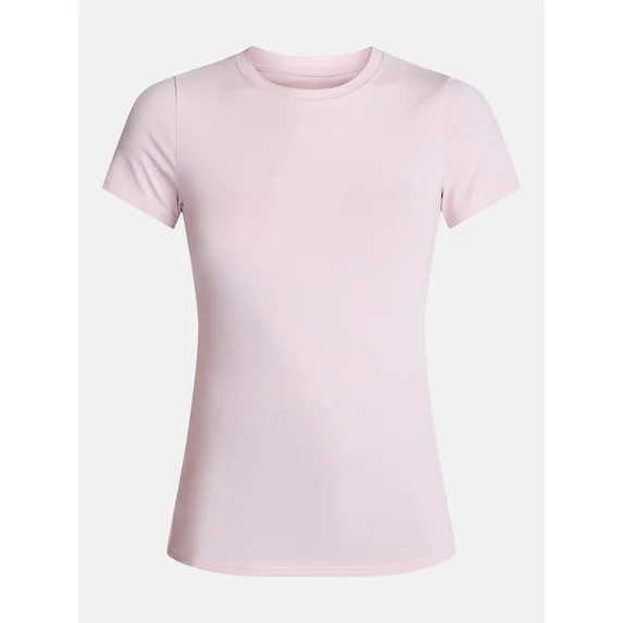 Time and Tru Women's Slim Fit Crewneck Tee with Short Sleeves, Sizes XS-XXXL | Walmart (US)
