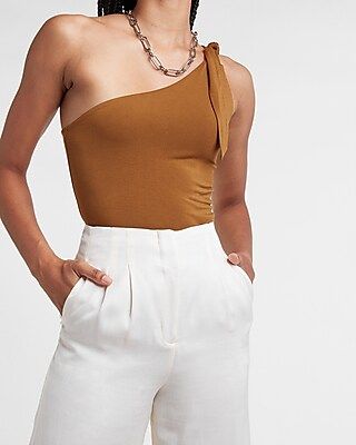 Tie One Shoulder Thong Bodysuit | Express