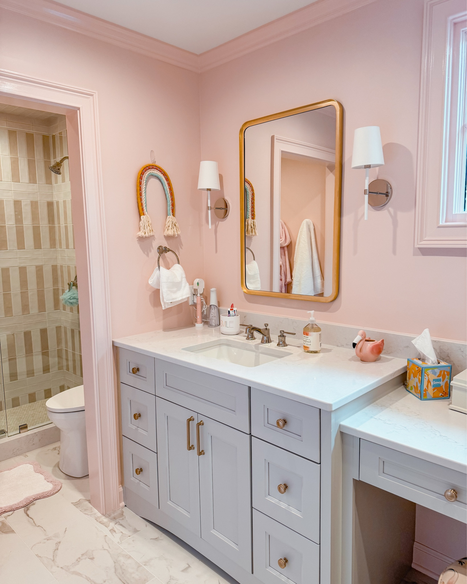 The bathroom every tween girl dreams of!🧴💅🎀

If you have a girl this age, you know how much they adore the cute packaging of skincare and face masks— it's half the fun! This bathroom is a dream with a dedicated drawer for all things makeup, self-care, and nails, plus organized spaces that keep everything else tidy too!

Ready to create organized spaces that grow with your kids? DM me to get started!

More room reveals from this renovation project coming up! 🌟

#LTKKids #LTKFamily #LTKHome
