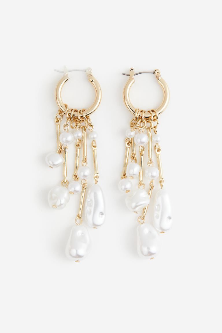 Pendant Earrings - Gold-colored/white - Ladies | H&M US | H&M (US + CA)