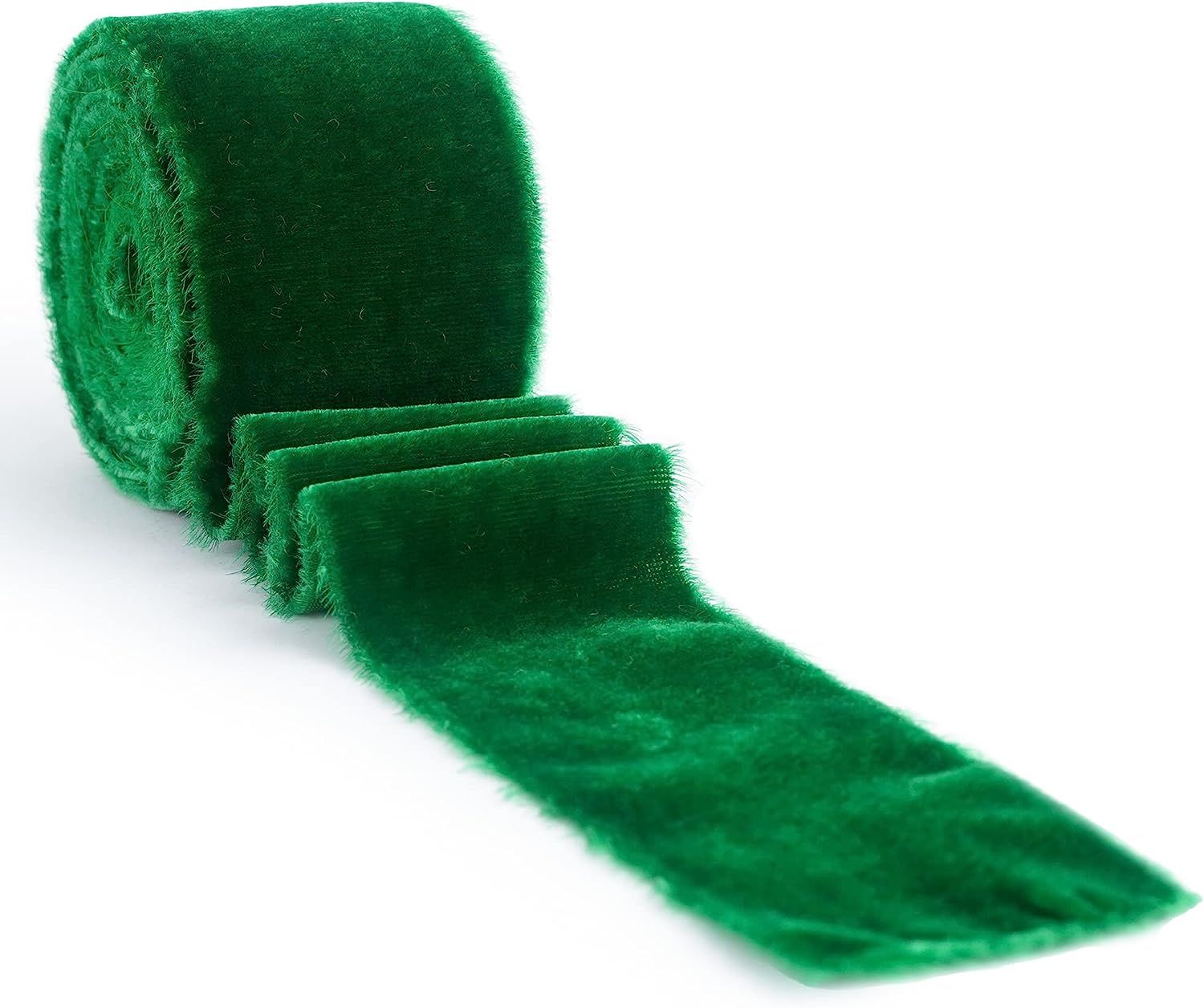 HUIHUANG Silk Velvet Ribbon Emerald Green Hand Dyed Velvet Ribbon 2 inch x 3 Yards Roll Handmade ... | Amazon (US)