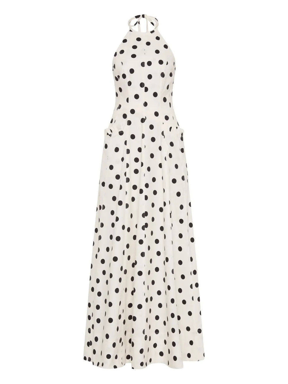 Rebecca Vallance halterneck polka dot maisie maxi dress - White | Farfetch Global