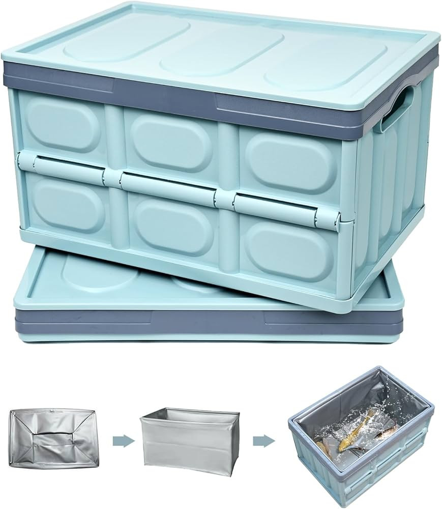 MULISOFT 8 Gallon Plastic Storage Bins with Lids, Collapsible Storage Bins with 1 Waterproof Bag,... | Amazon (US)