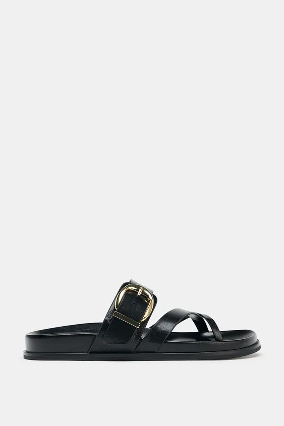 FLAT BUCKLE SANDALS | Zara US