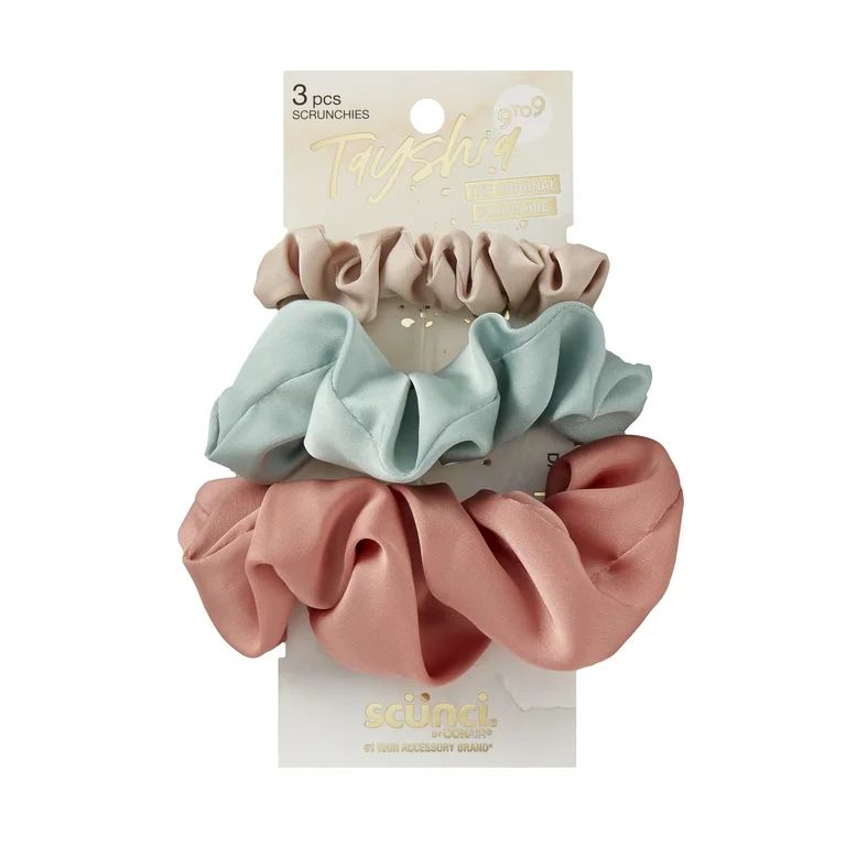 Tayshia by Scunci Satin Scrunchies, Assorted Colors, 3 Count | Walmart (US)