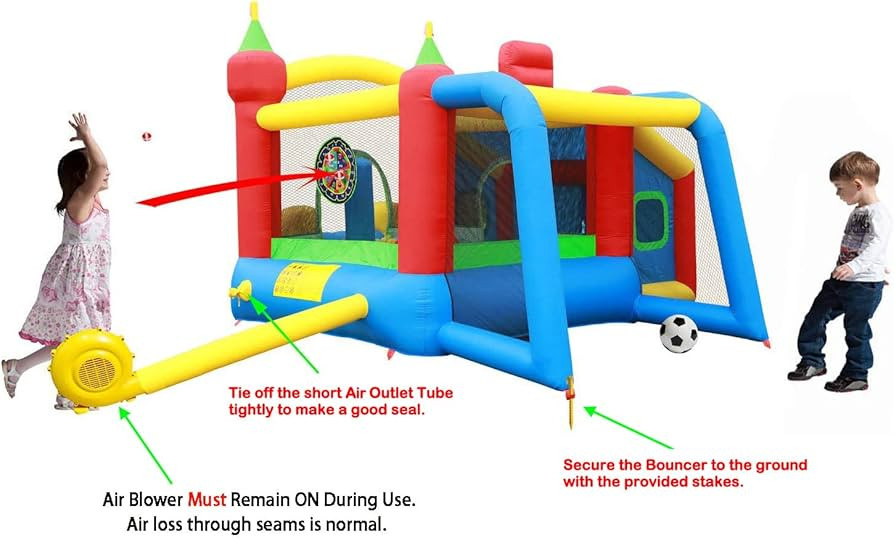 WELLFUNTIME Inflatable Bounce House,Jumping Castle Slide with Blower,Kids Bouncer with Ball Pit | Amazon (US)