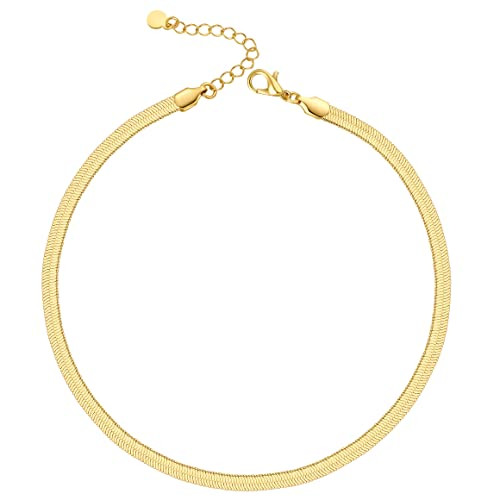 18K Gold Plated Dainty Choker Necklace for Women | Snake Chain, Cuban Link, Paperclip, Ball Beade... | Amazon (US)