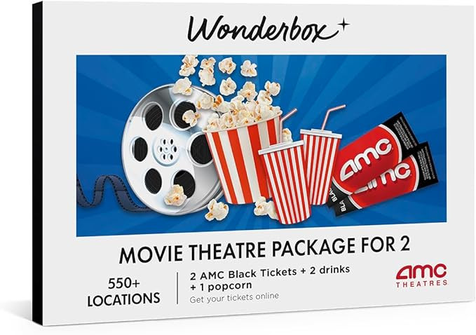 Wonderbox – AMC Movie Theatres® Tickets Package for 2 – 2 Tickets, 2 Drinks,1 Popcorn to Sha... | Amazon (US)