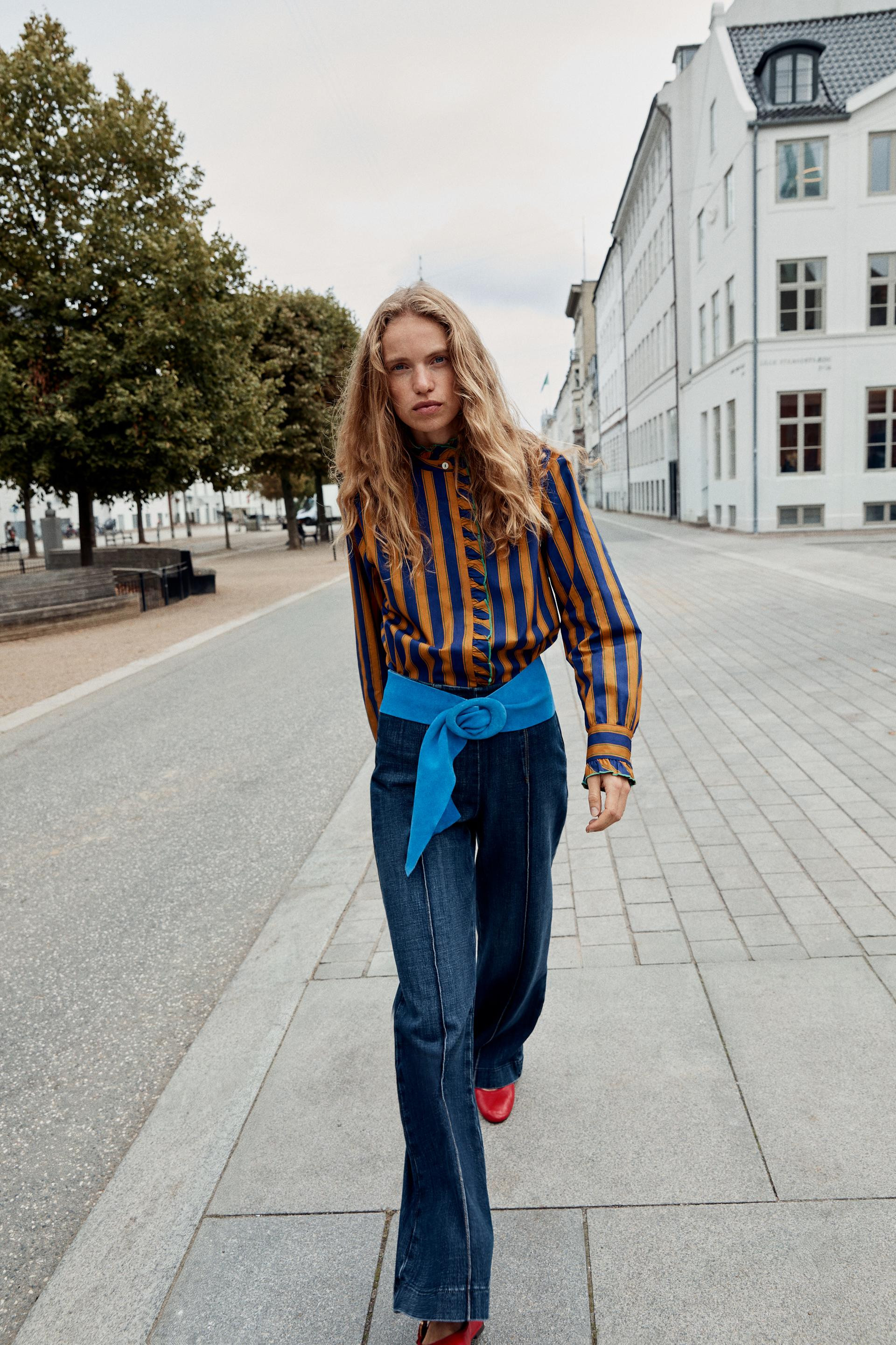Zara - Striped Ruffle Blouse - Multicolored - Xs - Woman | Zara US