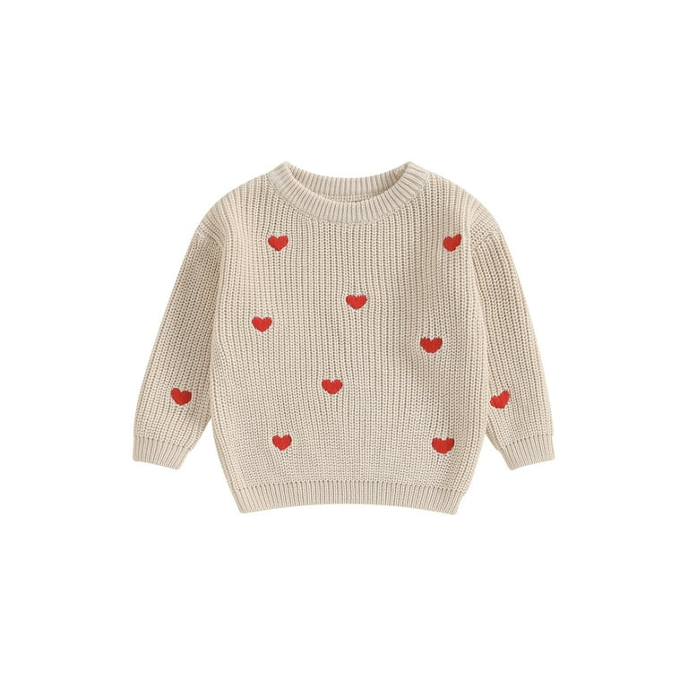 Baby Girl Valentines Day Outfit Love Heart Sweet Knit Sweater Long Sleeve Pullover Jumpers Tops F... | Walmart (US)