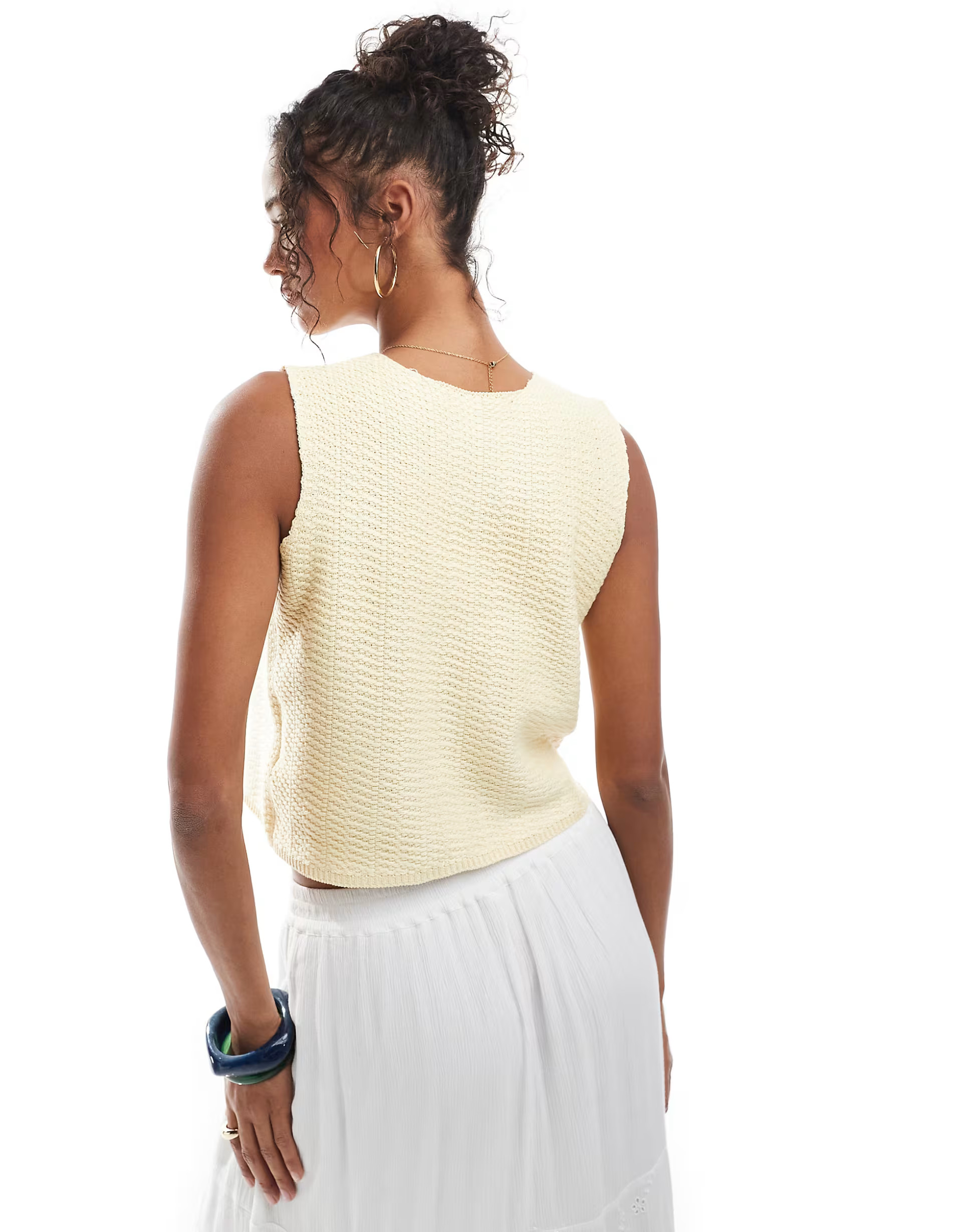 Threadbare knitted tie front waistcoat in butter yellow | ASOS (Global)