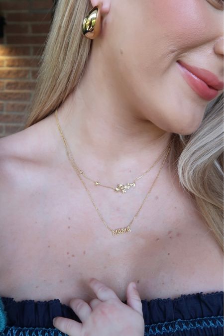 18k gold special mama necklace and floral necklace with statement light weight earrings by Kendra Scott. Perfect gifts for mom this Mother’s Day 

#LTKGiftGuide