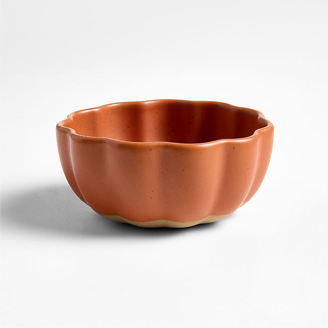 Speckled Orange Pumpkin Ceramic Pinch Bowl | Crate & Barrel | Crate & Barrel