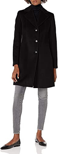 Calvin Klein Women's Classic Wool Blend Coat, Deep Black, 0 | Amazon (US)