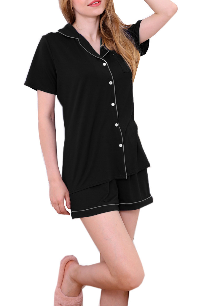 Doublju Women's Short Sleeve Button Down Pajama Sleepwear 2 pcs Set (Plus Size Available) - Walma... | Walmart (US)