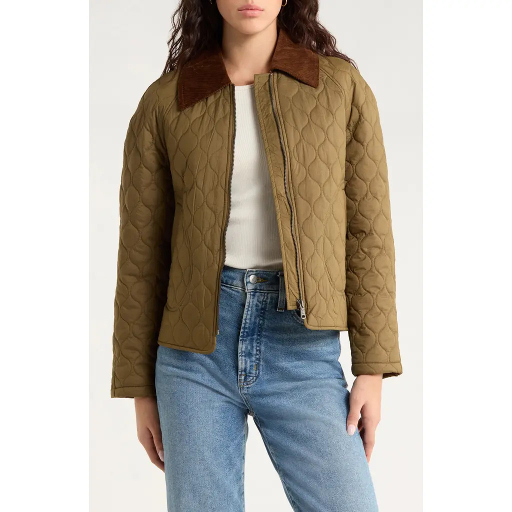 Avec Les Filles Quilted Barn Jacket in Military at Nordstrom Rack, Size X-Large | Nordstrom Rack