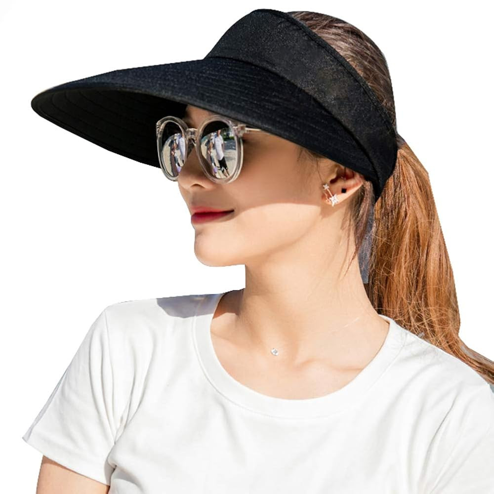 Sun Visor Hats Women Large Brim Summer UV Protection Beach Cap | Amazon (US)