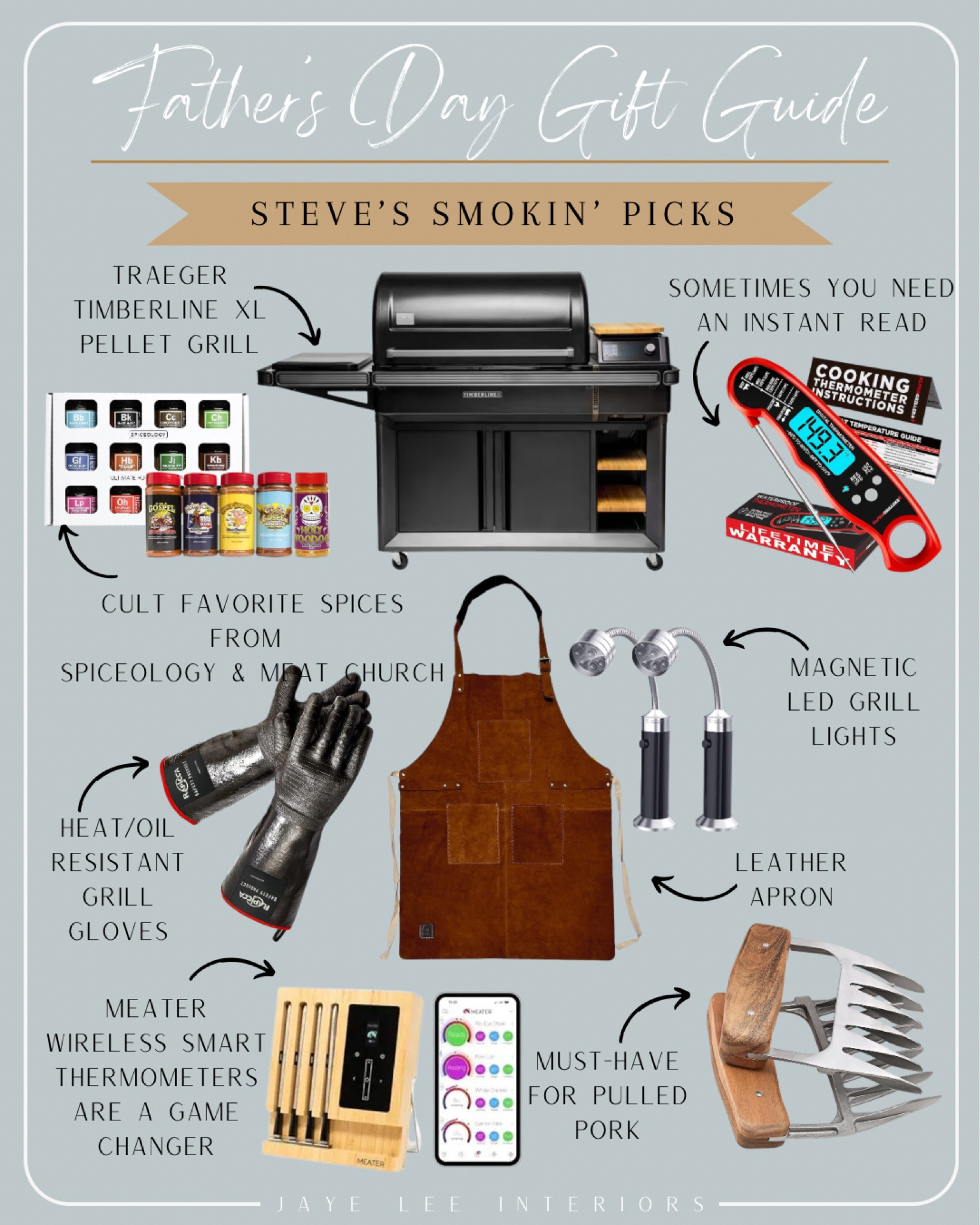 Father’s Day Gift Guide: Steve’s Top Picks for Grilling and Smoking

We LOVE our new Traeger Grill and can’t believe how it has transformed our outdoor cooking game! This is the fully-loaded Mac Daddy of all grills producing unmatched wood-fired flavor through grilling, smoking, baking, roasting, braising, barbecuing, and sautéing!
Seriously- ribs that rival Rutherford Grill! We have even used it for our Thanksgiving turkey, and Christmas prime rib!
I’ve added some of Steve’s recommended accoutrement here as well, for the ultimate grilling experience…
#Traeger #TraegerGrill #TimberlineXL #WoodPelletGrill #Father’sDay #Father’sDayGiftIdeas #GiftsForDad #GiftsForHim #Barbecue #OutdoorKitchen #MeaterThermometer #Spices #Men’sFashion#GrillAccessories #Summer 

#LTKGiftGuide #LTKHome #LTKMens