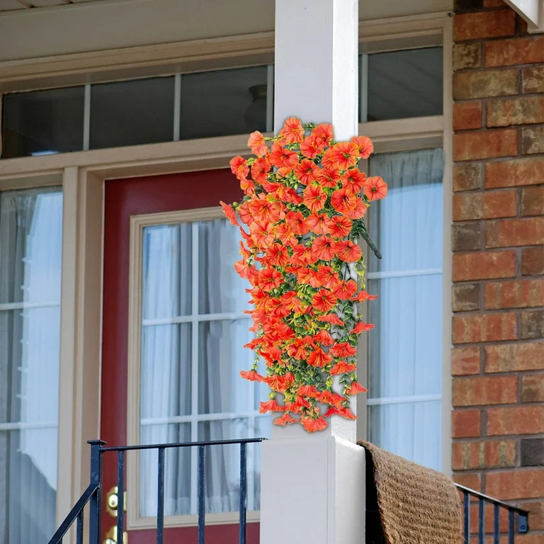 Twfbrm Artificial Hanging Flowers for Outdoor, 30" Long Realistic Silk Morning Glory with Eucalyp... | Walmart (US)