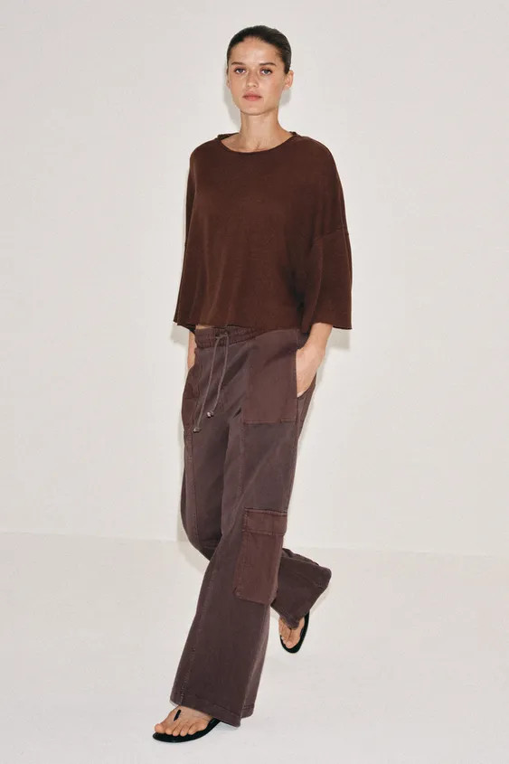 COTTON AND LINEN CAPE T-SHIRT | Zara UK