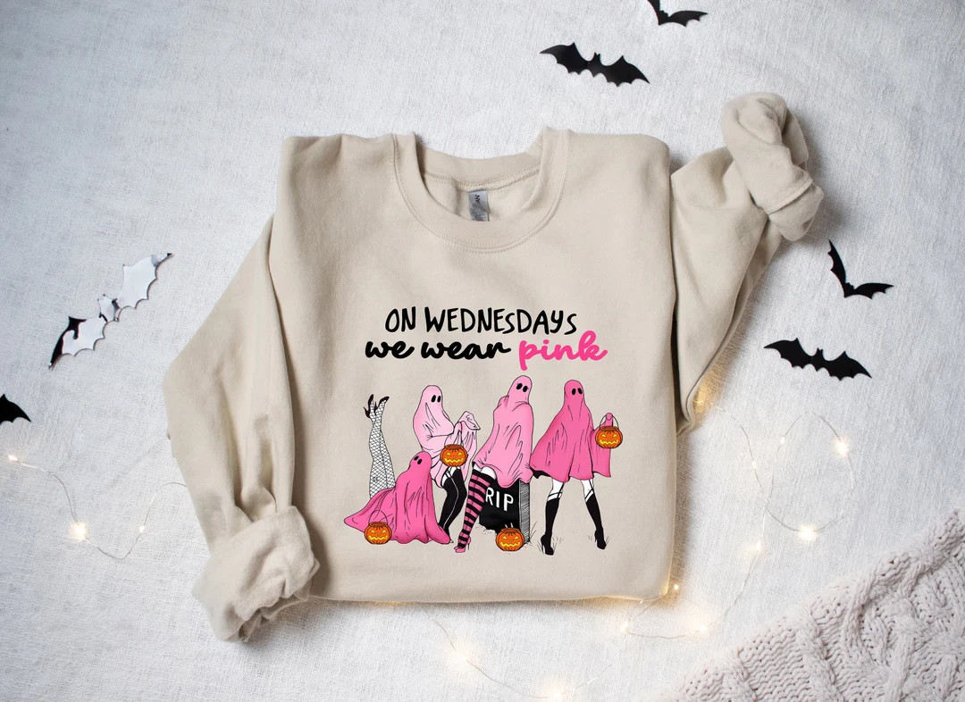 On Wednesday We Wear Pink Ghost Sweatshirt Mean Girls Ghost - Etsy | Etsy (US)