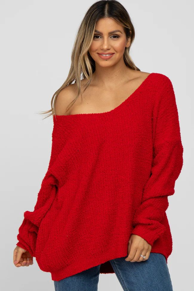 Red V-Neck Soft Sweater | PinkBlush Maternity
