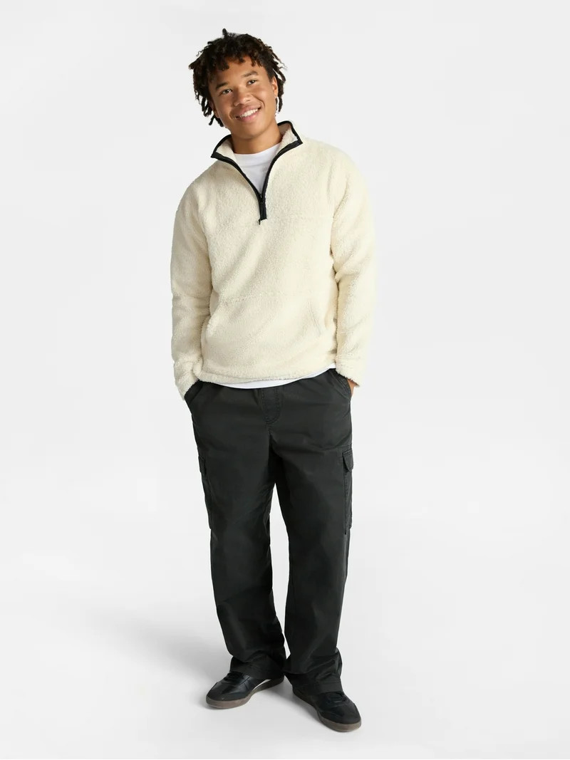 No Boundaries High Pile Quarter Zip Fleece Pullover, Men's | Walmart (US)