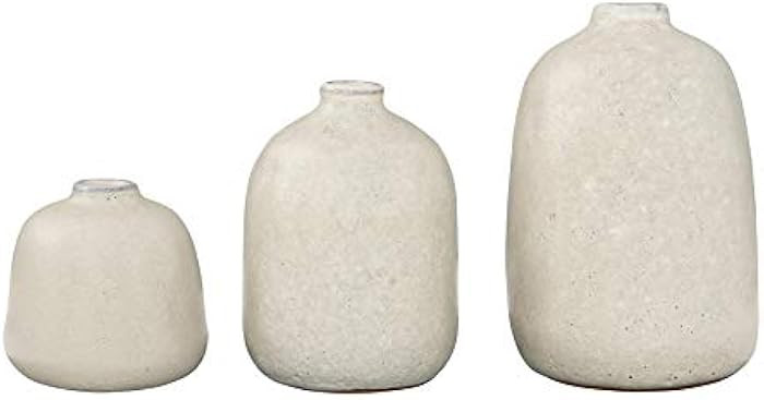 Creative Co-Op Terracotta Pitted Sand Finishes (Set of 3 Sizes) Vases, Light Grey | Amazon (US)