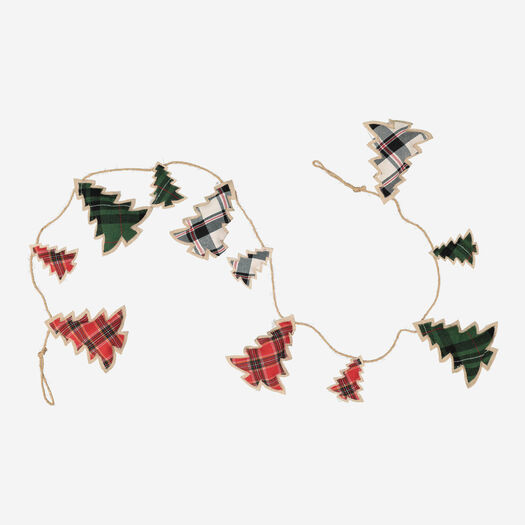 Multicoloured Plaid Tree Christmas Garland 182cm | TK Maxx
