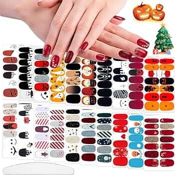 WOKOTO 20 Sheets Adhesive Nail Polish Strips with 1Pc Nail File Christmas Halloween Nail Art Stic... | Amazon (US)