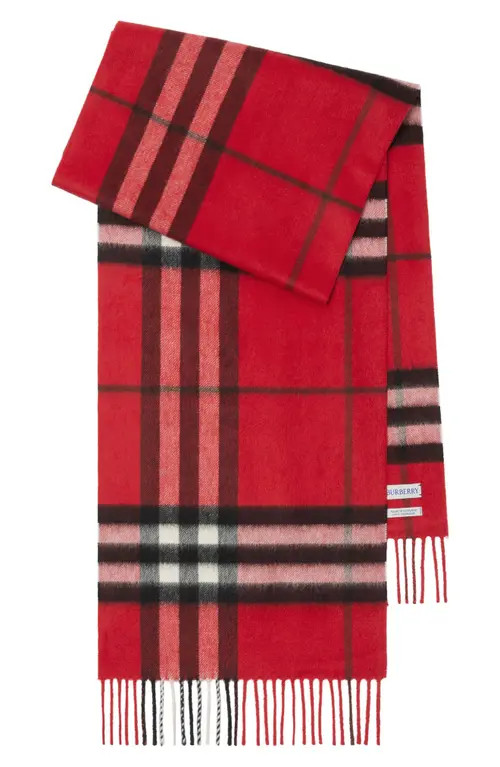 burberry Giant Check Cashmere Scarf in Post Red at Nordstrom | Nordstrom