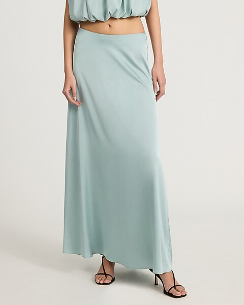 Satin High Waisted Maxi Skirt | Express