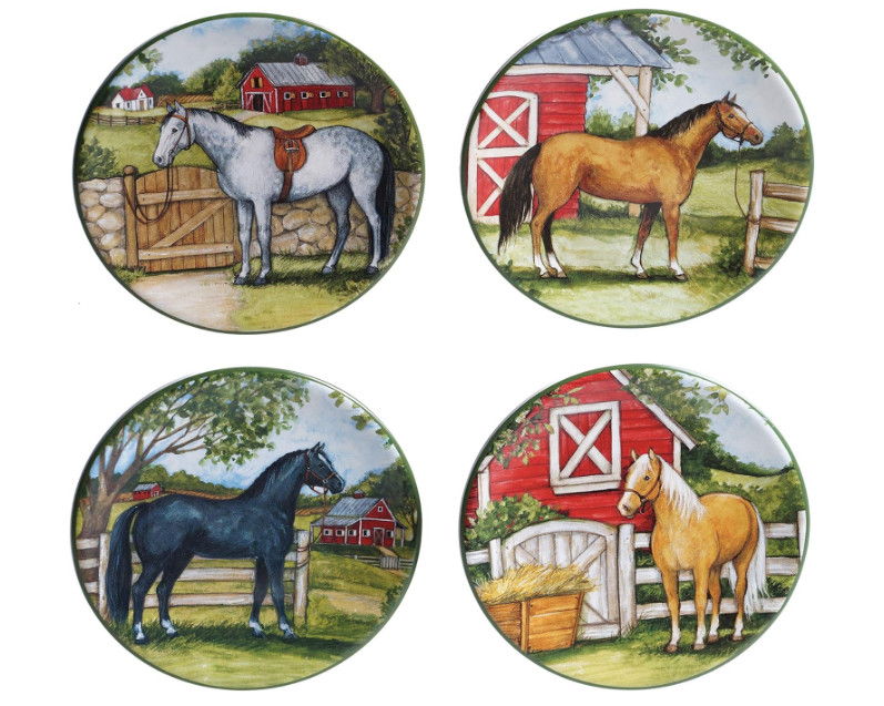Susan Winget Clover Farm Horse Dessert or Canape Plates, Set Of 4 | eBay US