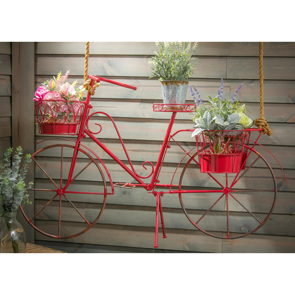Red Metal Bicycle Planter | Plow & Hearth