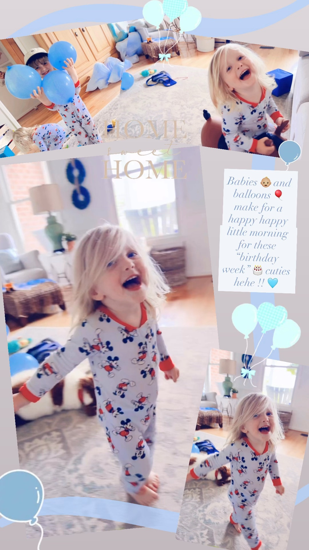Babies 👶🏼 and balloons 🎈 make for a happy happy little morning for these “birthday week” 🎂 cuties hehe !! 🩵