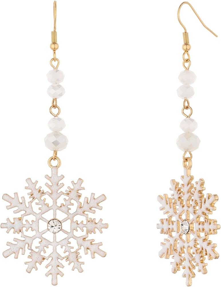 MADISON TYLER Christmas Dangle Teardrop Earrings for Women | Gold Snowflake and Star Rhinestone E... | Amazon (US)